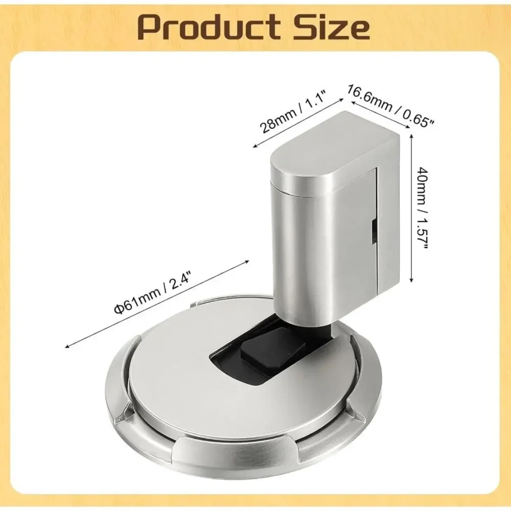 uxcell Magnetic Floor Door Stopper Brushed Steel Adhesive/Screw Open Box